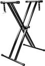 TECHTEST Adjustable Piano Stand Heavy Duty Double Braced Keyboard Stand Musical Instruments for Adults Black