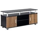 HOMCOM B09PHNSZBZ”的 TV Cabinet Unit for TVs up to 50'' with Storage Shelf and Cupboards, Living Room Entertainment Center Media Console, Black and Walnut