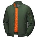 MAGCOMSEN Winter Jacket for Men Bomber Jacket Stylish Padded Jackets Full Zip Windproof Flight Coat