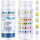 50 Strips 6-way Spa Test Strips, Swimming Pool Water Hot Tub Test Strips For Chlorine, Bromine, Ph, Alkalinity, Cyanuric Acid Hardness