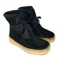 CLARKS Wallabee Cup Hi  Women's 8 Suede Lace Up Sherpa Lined Black Boots