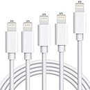 sharllen iPhone Charger Cable Lightning Cable Mfi Certified 5Pack(3ft/3ft/6ft/6ft/10ft) USB Fast Long iPhone Charging Cords Compatible iPhone XS/Max/XR/X/8/8P/7/7P/6/6S/iPad/iPod/IOS (White)