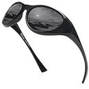 JIM HALO Polarized Wrap Around Sunglasses for Men Women Recycled Retro Cat Eye Googles UV400 Trendy Sports Fashion Shades Black