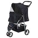 Trixie Buggy for Dogs, Pet Stroller, Comfortable, Ideal for Old, Sick, Timid Dogs & Cats, Convenient Access, Safety Features, Cup Holder & Storage Basket, 83 x 39 x 19 cm, Black, Holds up to 11 kg