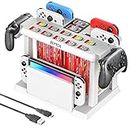 Switch Games Organizer Station with Controller Charger, Charging Dock for Nintendo Switch & OLED Joycons, Kytok Switch Storage and Organizer for Games, TV Dock, Pro Controller, Accessories Kit Storage