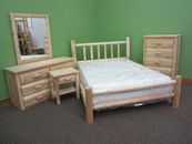 Handcrafted White Cedar Log Queen Bedroom Suite - 5 Piece Set - Free Shipping