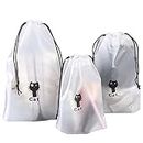 Wolpin Pack of 10 Pcs Shoe Bag Cover for Shoe Storage & Travelling Drawstring Bags Waterproof, White