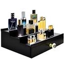 KALLODEAR Cologne Organizer for Men, 3 Tier Cologne Stand Organizer for Men, Wood Perfume Organizer with Felt Lining Drawer and Hidden Compartment, Great Gift for Men