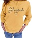 UNIQUEONE Blessed Sweatshirt for Women Lightweight Religious Graphic Pullover Tops Unique Easter Teacher Shirts Yellow