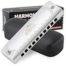 EASTROCK 10 Holes All-metal Professional Harmonica,Diatonic Mouth Organ Harmonica for Adults, Key of C Harmonica for Beginners and Students
