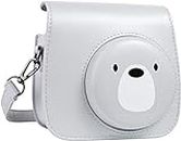 Shopizone Classic Vintage PU Leather Compact Case with Strap for Fujifilm Instax Mini 9/8 /8+ (Bear Design - Grey)