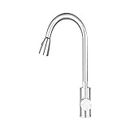 Cefito Kitchen Tap, 360° Gooseneck Sink Mixer Taps Pull Out Spray Head Rotating Faucet Water Aerator Extender for Home Bathroom Laundry, Brass Body Hot and Cold Switch Retractable 120cm Length Silver