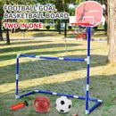 2 in 1 Basketball Hoop with Soccer Goal Net Training Equipment for Kids