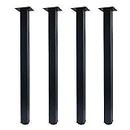 QLLY 27.5 inch / 70cm Adjustable Metal Desk Legs, Square Office Table Furniture Leg, Set of 4 (27.5 inch, Black)