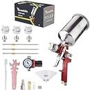 Throohills 1.3/1.5/1.8mm HVLP Automotive Paint Sprayer Gun,Air Paint Sprayer with Air Regulator 6PCS Paint Strainers and Cleaning kit,Suitable for Auto Paint, Base Coat & Touch Up（Red）