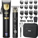 GLAKER Hair Clippers for Men Professional, Cordless Clippers for Hair Cutting, Mens Hair Clippers and Trimmer Kit for Barber with LED Display 15 Guide Combs,Mens Gifts