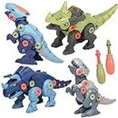 BAREPEPE Dinosaur Toys for Kids DIY Assembly Toys with 4 Dinosaurs and 2 Screw Drivers, Dino Kids Building Learning Toys, STEM Toy, 3 4 5 6 7 8 Year Old Boys and Girls