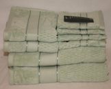 Juego de toallas de baño Hotel Monclar ocho piezas verde claro liso 100 % algodón nuevo