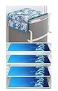 LAKSH INTERNATIONAL Combo of Kitchen Fridge Top Cover(21 X 39 Inches) + 4 Fridge Mats (11 X 17 Inches), 5 Piece Set (BLUE BRANCH 14)