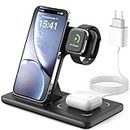 Cargador Inalámbrico 3 en 1, Wireless Charger, Cargador Inalambrico 15W for iPhone 15/14/13/12/Pro/Max/Plus, 3W for Apple Watch Ultra 8/7/6/5/4/3, 5W for AirPods 3/2 Pro LUOATIP