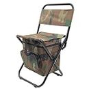 WBJKZJD Camouflage Foldable Fishing Chair with Cooler Bag,Lightweight Hunting Chair,Folding Stool Seat with Backrest Stool for Camping,Fishing,Hiking,Outdoor Sketching