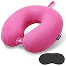 Memory Foam Travel Pillow, Comfortable Travel Neck Pillow U Shape, Support Neck and Head to Relieve Fatigue, Portable Neck Pillow Suitable for Planes, Trains, Self-Driving Cars (Deep Powder)