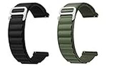 ACM Pack of 2 Watch Strap Nylon Loop compatible with Hammer Polar Smartwatch Sports Hook Band (Black/Green)