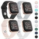 4 Pack Silicone Bands Compatible with Fitbit Versa 2 / Fitbit Versa /Versa Lite/Versa SE, Classic Soft Straps Replacement Sport Wristbands for Fitbit Versa 2 Smart Watch Women Men (Black/Pink Sand/Gray/White)