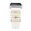 5ST Charms für Apple Watch Armband 41mm 45mm 40mm 44mm 42mm 38mm Herren/Damen,Diamant+Metall Dekorative Ring Schmuck für iWatch series 9 8 7 6 5 4 3 se,Fitbit Versa/sense,Silikon Band Zubehör 1