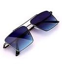 Eymen I® 100% UV400 Protection Unisex Sunglass | Full Rim Metal Shining Black Frame | Square Blue Sunglass (Men, Women, Black Glasses)