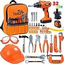 JOYIN 32PCS Kids Tool Set, Pretend Play Toddler Tool Toys with Construction Backpack Costume & Electronic Toy Drill for Boy Girl Halloween Present Birthday Dress Up Party