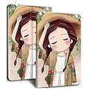 MOCA [Soft Back] Magnetic Flip Cover Case for iPad Air 2 A1566 A1567 (2014 Launched) iPad Flip Cover Case (Hat Girl)