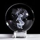 3D Crystal Ball 60mm Engraved Dragon Gifts for Dragon Lovers Dragon Collectible Figurines Glass Ornaments Centrepiece with Crystal Stand Birthday Gifts for Women
