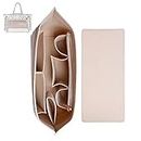 Doxo Purse Organizer Insert for Handbags & Base Shaper 2pc Set,Felt Organizer Insert Large Tote,Bag Organizer with Zipper 3 Sizes,Compatible with Speedy Neverfull MM and More(Beige-L-Combination)