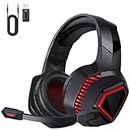 gmrpwnage Wireless Gaming Headsets for PS5, PS4, Mac, Switch, PC, 2.4GHz Wireless Gaming Headphones, Bluetooth 5.2, Adjustable Noise Canceling Microphone(Red)