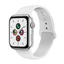 Compatible for Apple Watch Band 38mm 40mm 42mm 44mm 45mm Soft Silicone Sport Strap Compatible for Apple iWatch Series 7/6/5/4/3/2/SE,White 38/40/41mm-S/M