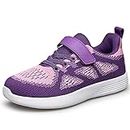 AMANSSE Girls Shoes Kids Sneakers Comfortable Running Shoes Athletic Breathable Purple Big Kid Size 3
