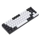68 Keys Compact Layout Keyboard, RGB Backlit Ergonomic Gaming Keyboard, USB Wired Computer Keyboard for Windows Desktop PC (Black and White)