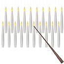 Leejec 20pcs Flameless Taper Floating Candles with Magic Wand Remote, Flickering Warm Light, Battery Operated 6.1" LED Electric Window Candle, Decor for Christmas, Wedding, Halloween, Birthday Party