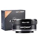 ,K&F Concept Lens Mount Adapter for Nikon/Nikkor AI/F Mount to Sony E Mount Camera,Fits for Sony A7,A6000,A6300,A6500,A5000,A5100,NEX 7,NEX 5,NEX 5N,NEX 6,NEX 3N