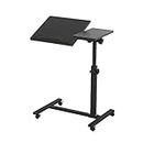 Portable Tilting Mobile Laptop Computer Desk -OZHOMY Height-Adjustable from 23"-36" 360° Swivel Lockable Casters Laptop Cart Sofa Overbed Table for Living Room, Bedroom and Office (Black)