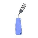 EZ Assistive Adaptive Spoon and Fork Easy to Hold for Independent Eating,Weighted Utensils for Hand Tremors (Purple Fork Left Hand)