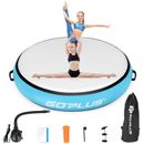 Goplus 40" Inflatable Round Gymnastic Mat Floor Mat Tumbling with Pump Blue