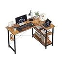CAIYUN 46.5" Computer Desk with Shelves, L Shaped Desk, Home Office Desk with Storage, Bureau De Travail, Study Table with Adjustable Desk Shelf, Corner Desk for Bedroom, Rustic Brown