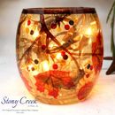 Stony Creek Decorative Lighted Glass Beautiful Autumn 3" Amber Votive Jar GFL52
