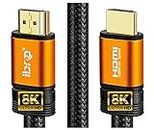 IBRA Orange 2.1 HDMI Cable 8K Ultra High-Speed 48Gbps Lead | Supports 8K@60HZ, 4K@120HZ, 4320p, Compatible with Fire TV, 3D Support, Ethernet Function, 8K UHD, 3D-Xbox Playstation PS3 PS4 PC etc- 1M