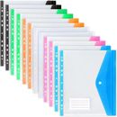 1/6x A4 Plastic File Folder Colorful Document File Envelope Bags Office Supplies