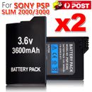 2x 3600mAh Replacement Rechargeable Battery for Sony PSP SLIM 2000/3000 Console