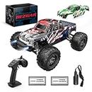 BEZGAR HM161 Hobby Grade 1:16 Scale Remote Control Truck, 4WD High Speed 40+ Kmh All Terrains Electric Toy Off Road RC Vehicle Car Crawler with 2 Rechargeable Batteries for Boys Kids and Adults