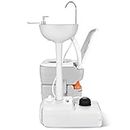 YITAHOME Portable Sink and Toilet, 17 L Hand Washing Station & 5.3 Gallon Flush Potty,for Outdoor,Camping, RV, Boat, Camper, Travel,Grey white